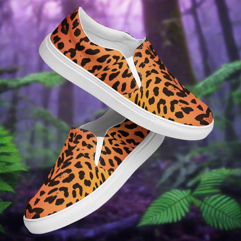 Women’s Custom Slip-on Canvas Shoes, Animal Print, Cheetah Skin Pattern