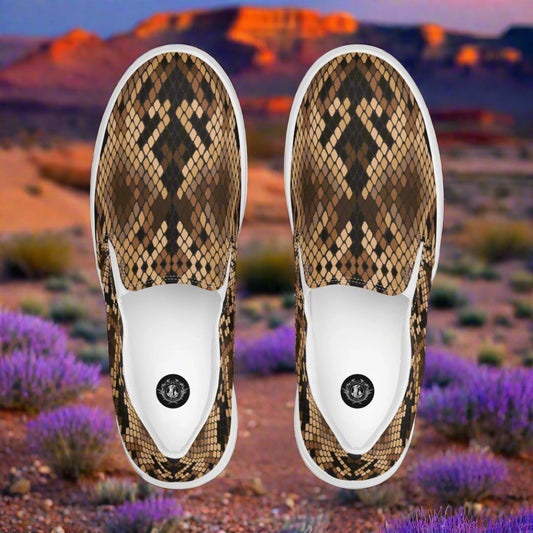 Women’s Custom Animal Print Slip-on Canvas Shoes Snakeskin Pattern