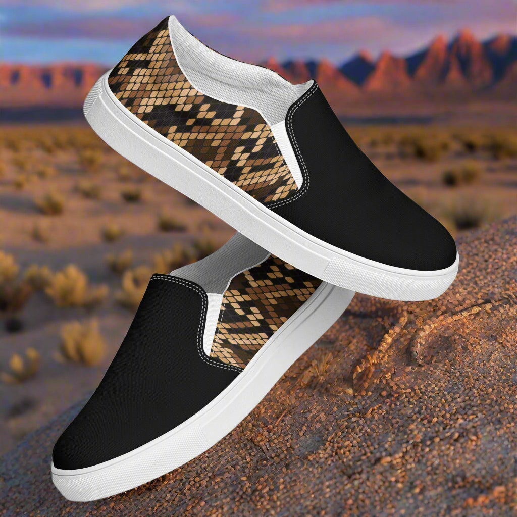Women’s Custom Snakeskin Print Slip-on Canvas Shoes Two-Tone