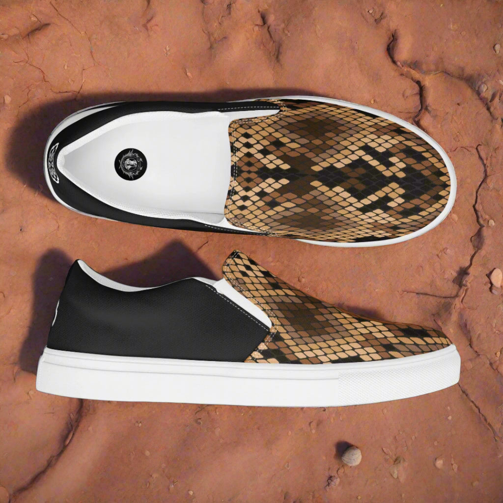 Women’s Slip-on Snakeskin Print Canvas Shoes Halftone