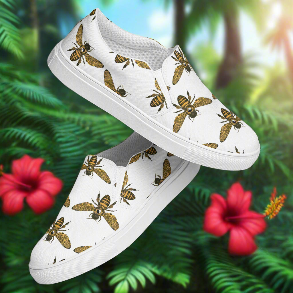 Women’s Custom Slip-on Canvas Shoes Bumblebee Print