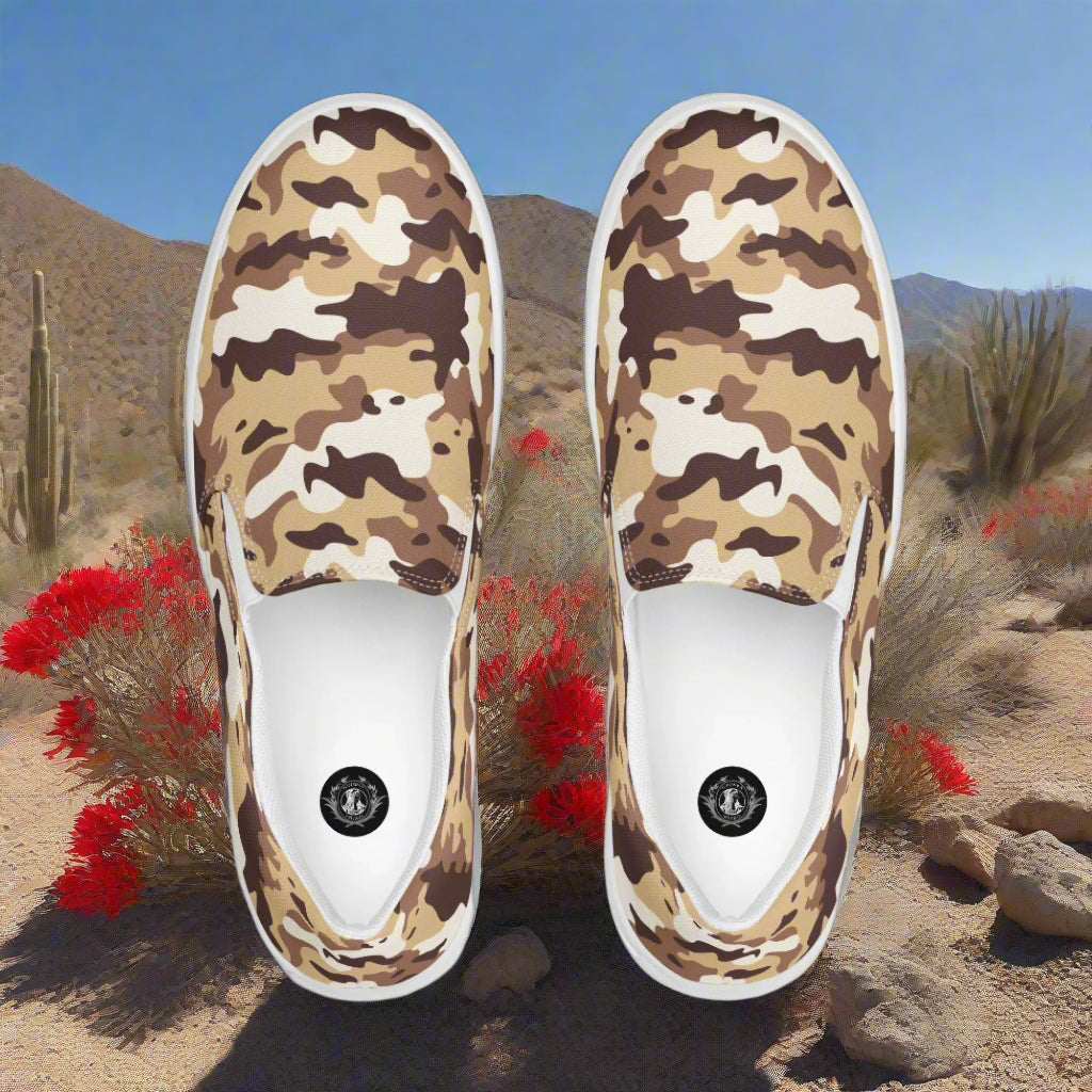 Women’s Slip-On Canvas Shoes Desert Camo Pattern
