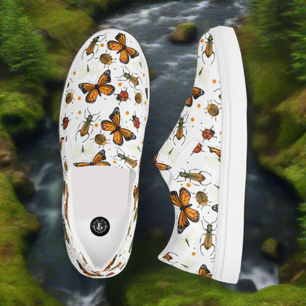 Women’s Custom Slip-on Canvas Shoes Monarch Butterflies Print