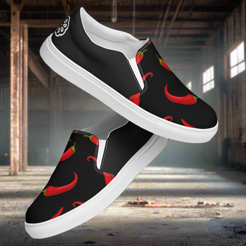 Women’s Slip-on Canvas Shoes Hot Chili Print Half-Tone