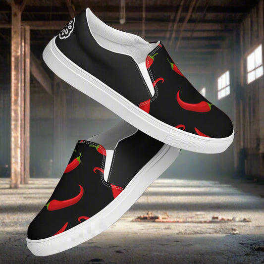 Women’s Slip-on Canvas Shoes Hot Chili Print Half-Tone