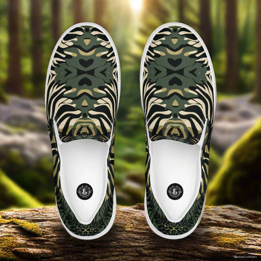 Women’s Slip-on Canvas Shoes Zebra Leaf Print