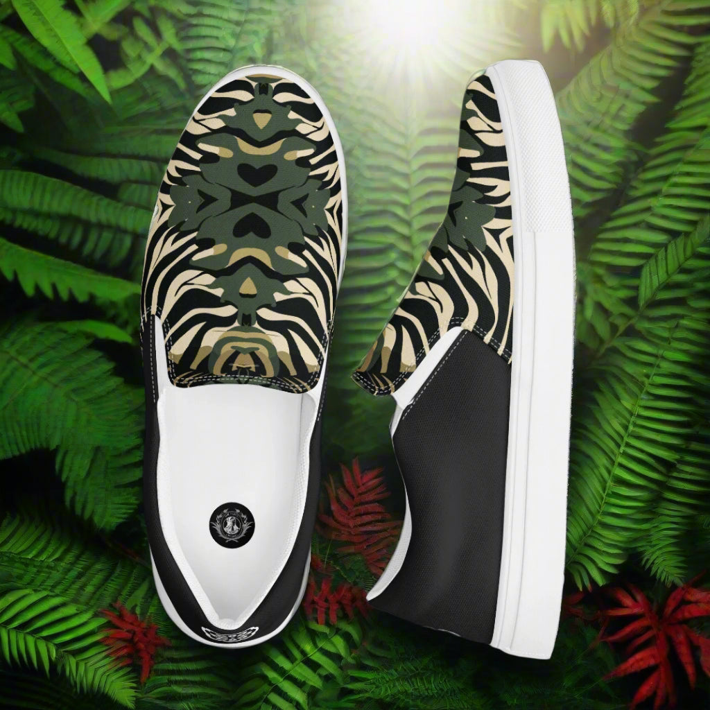 Women’s Slip-on Canvas Shoes Zebra Leaf Halftone