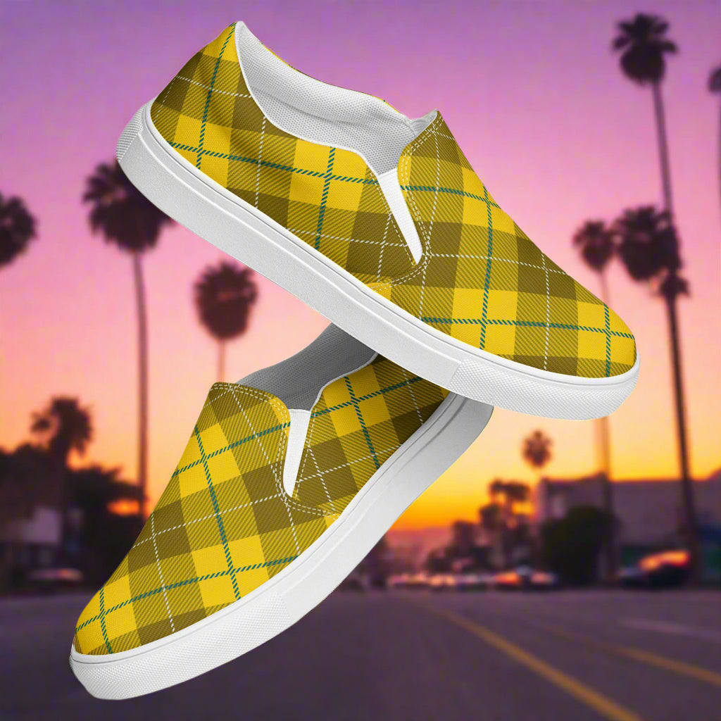 Women’s Slip-On Canvas Shoes Yellow Plaid