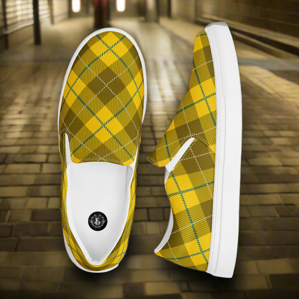 Women’s Slip-On Canvas Shoes Yellow Plaid