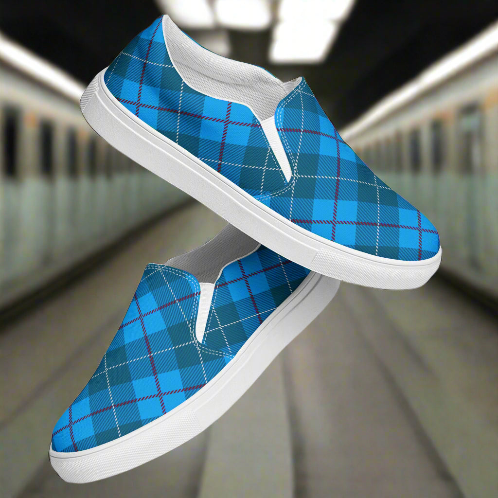 Blue Plaid Women’s Slip-On Canvas Sneakers