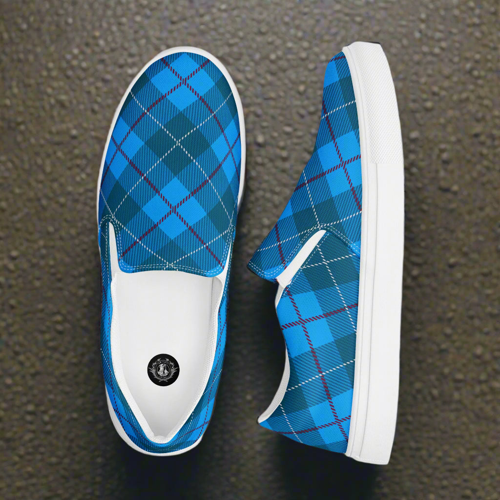 Blue Plaid Women’s Slip-On Canvas Sneakers