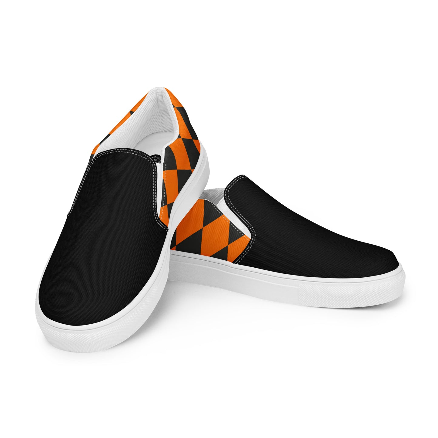 GeoMetro | Women’s Slip-On Canvas Shoes | Harlequin Orange 2Tone