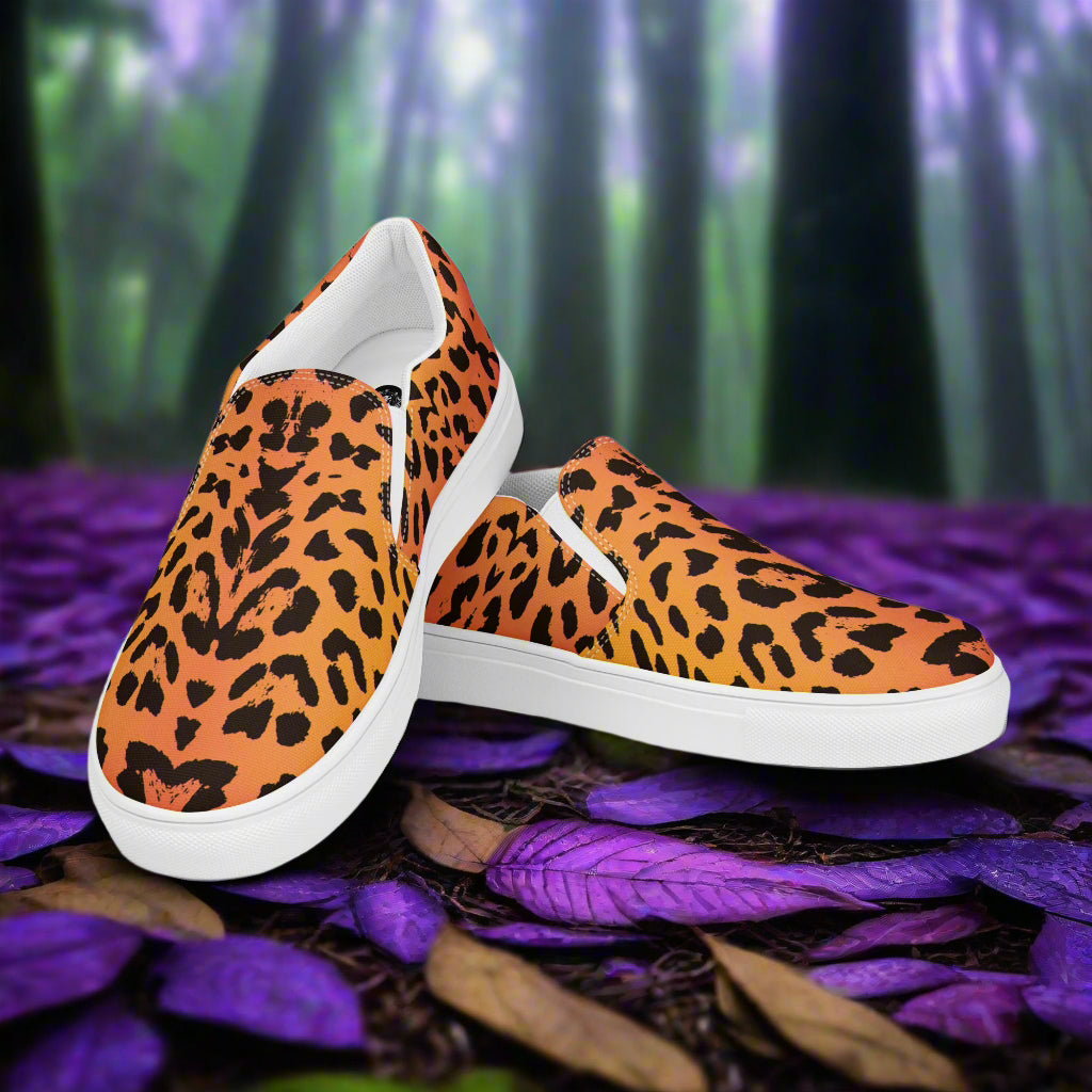 Women’s Custom Slip-on Canvas Shoes, Animal Print, Cheetah Skin Pattern