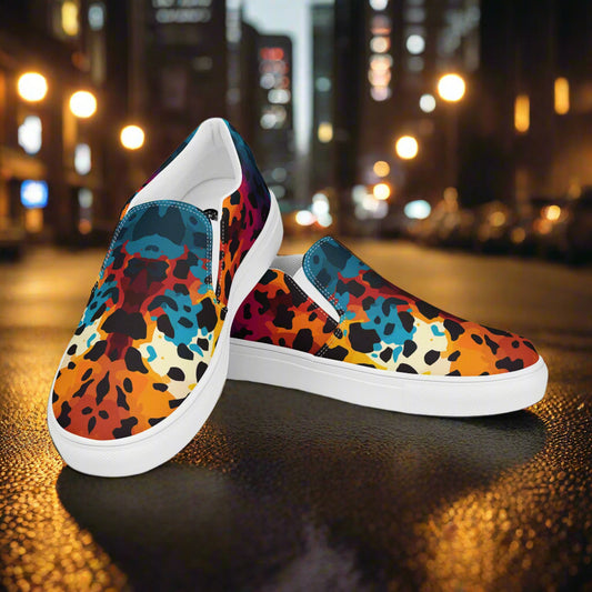 Women’s Custom Slip-on Canvas Shoes Cheetah Rave Animal Print