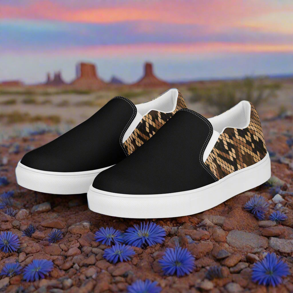 Women’s Custom Snakeskin Print Slip-on Canvas Shoes Two-Tone