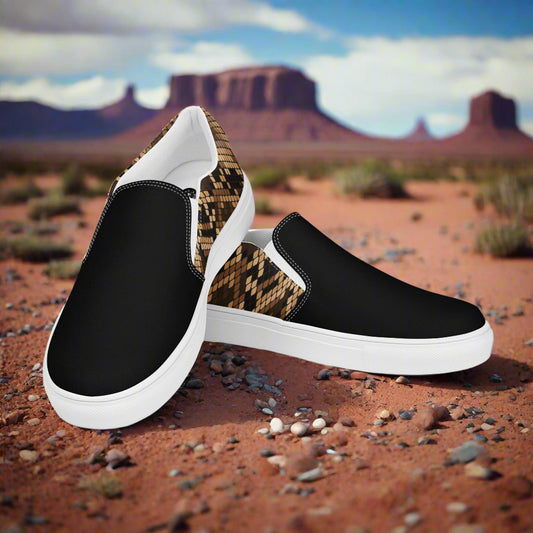 Women’s Custom Snakeskin Print Slip-on Canvas Shoes Two-Tone