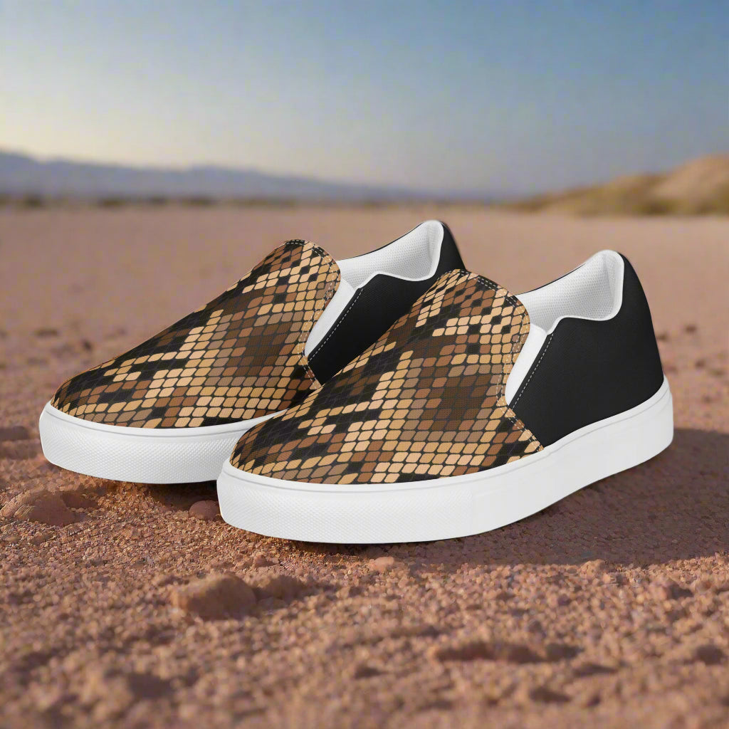 Women’s Slip-on Snakeskin Print Canvas Shoes Halftone
