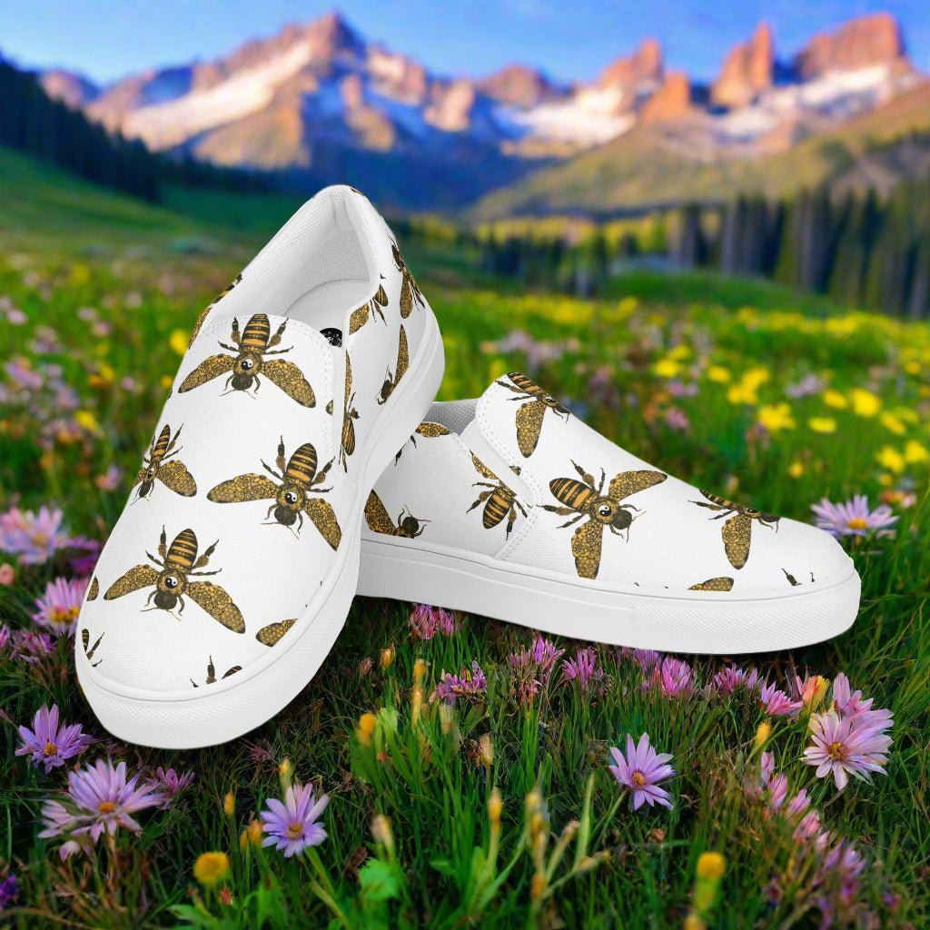 Women’s Custom Slip-on Canvas Shoes Bumblebee Print