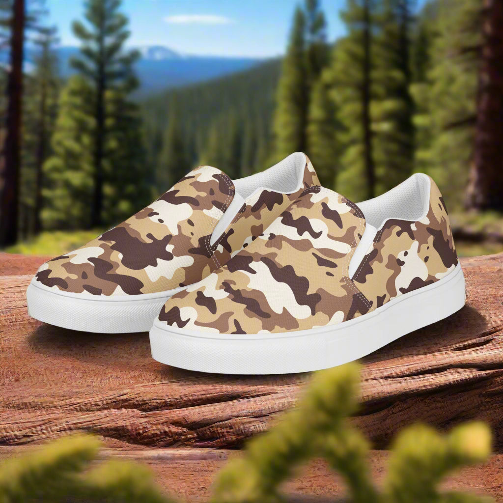 Women’s Slip-On Canvas Shoes Desert Camo Pattern