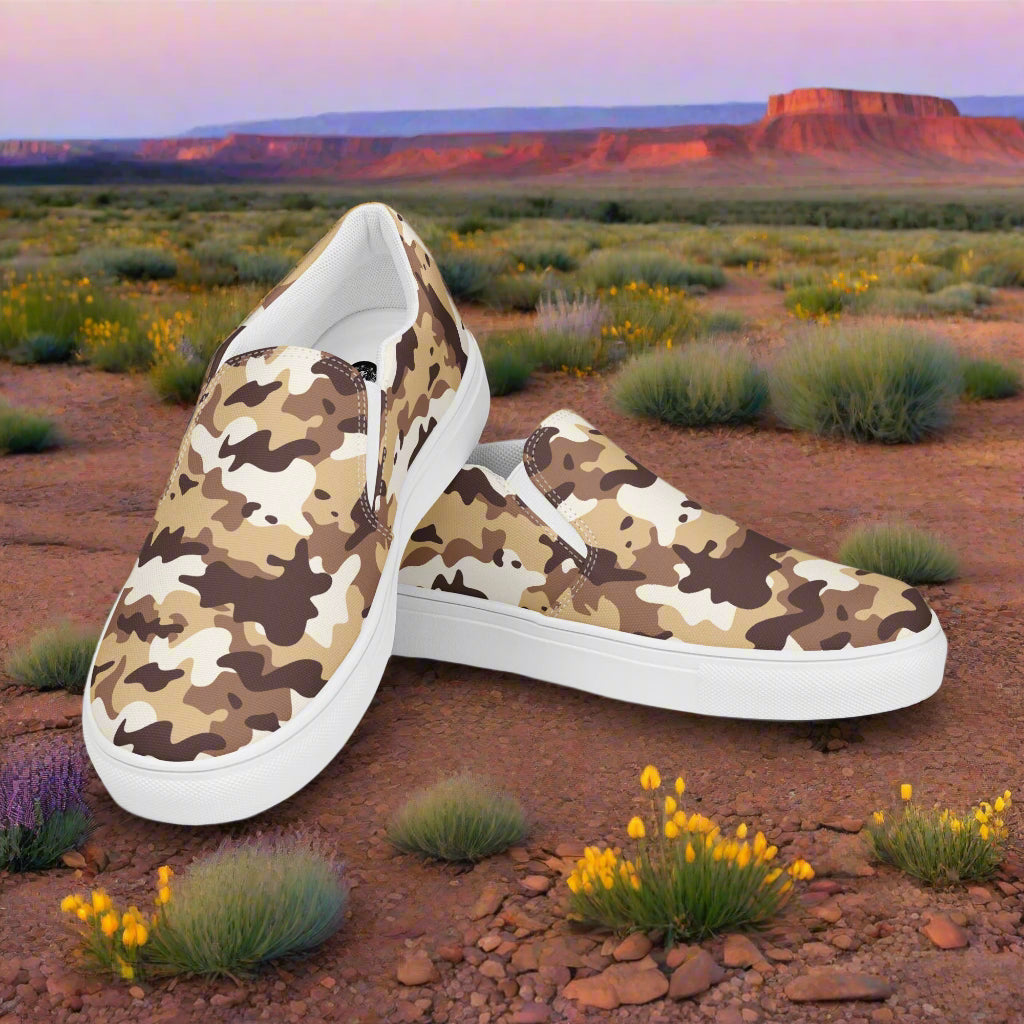 Women’s Slip-On Canvas Shoes Desert Camo Pattern
