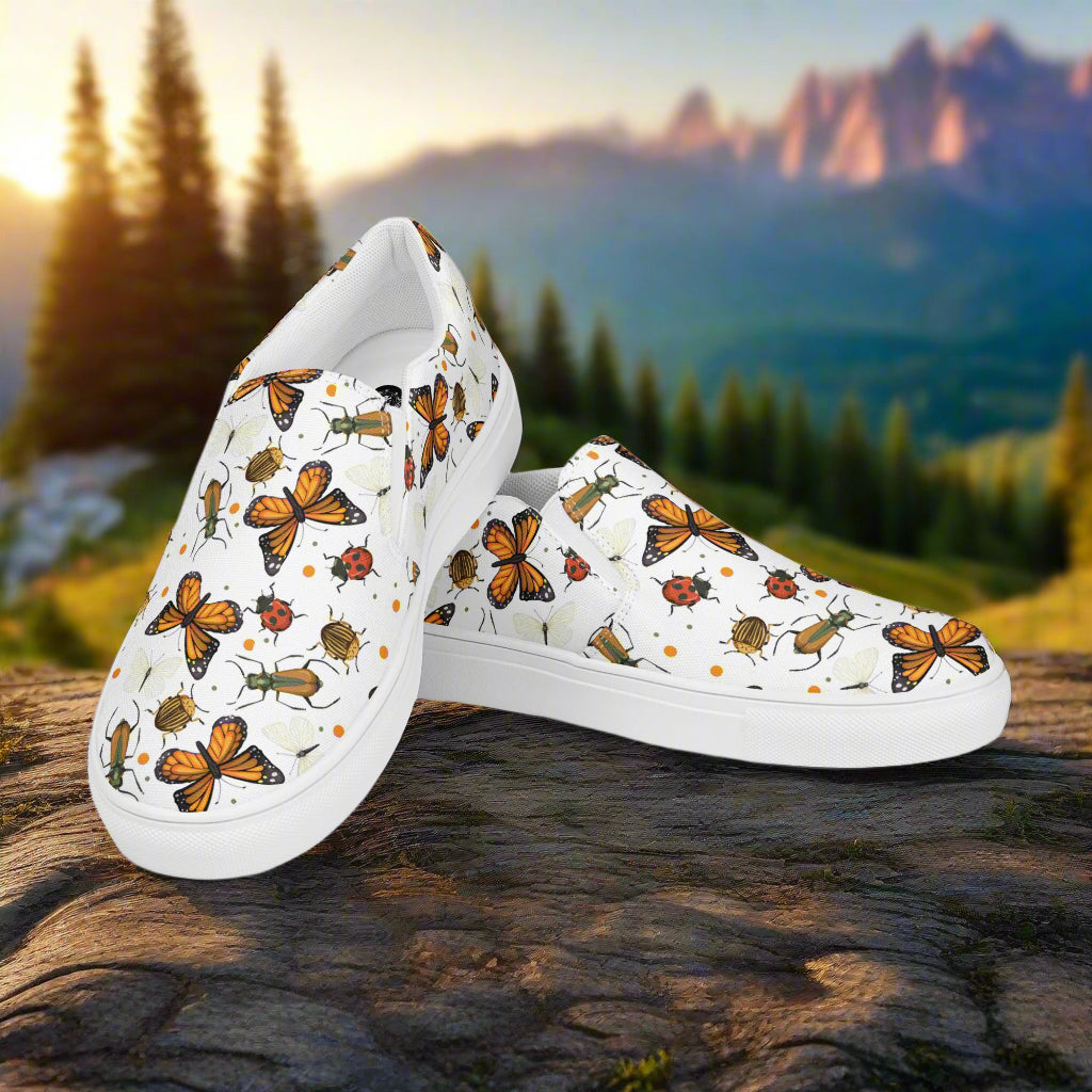 Women’s Custom Slip-on Canvas Shoes Monarch Butterflies Print