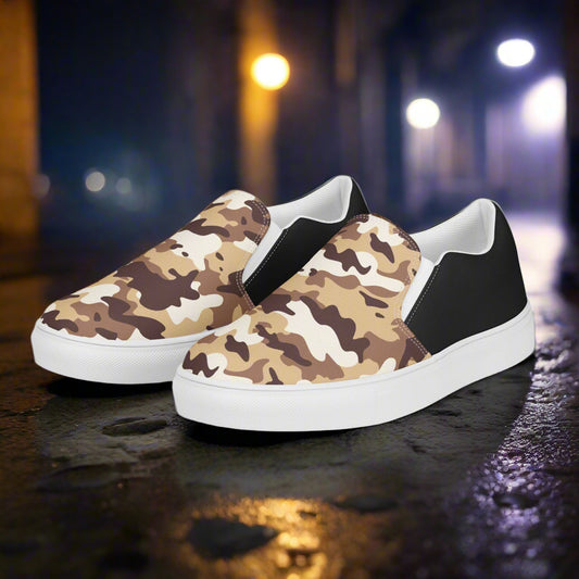 Women’s Slip-On Canvas Shoes Desert Camo Halftone