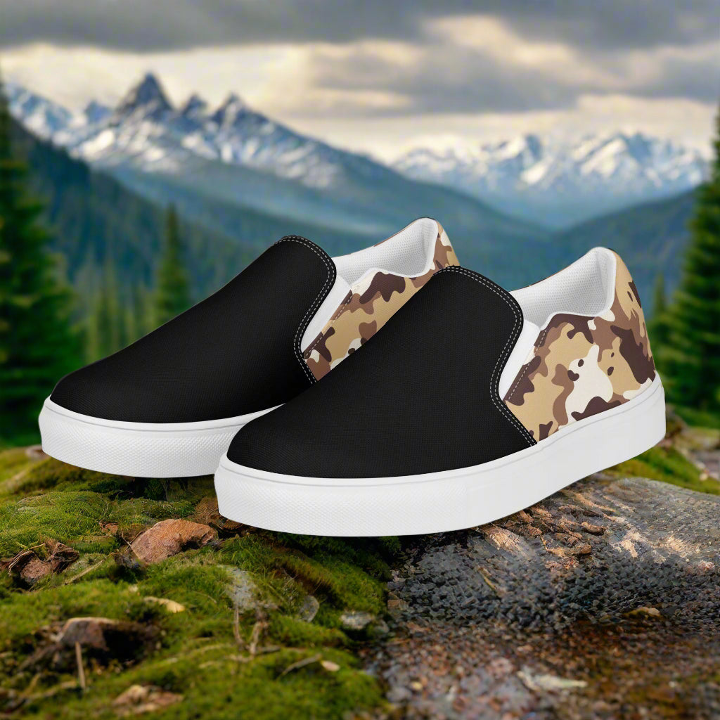Women’s Custom Slip-On Canvas Shoes Desert Camo Two-Tone