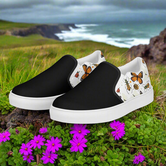 Women’s Slip-on Canvas Shoes Animal Print Monarch Butterfly Two-Tone