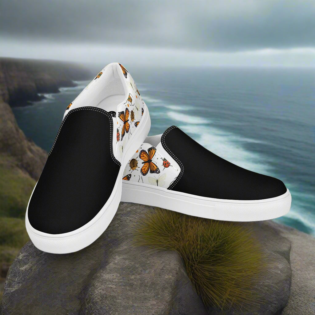 Women’s Slip-on Canvas Shoes Animal Print Monarch Butterfly Two-Tone