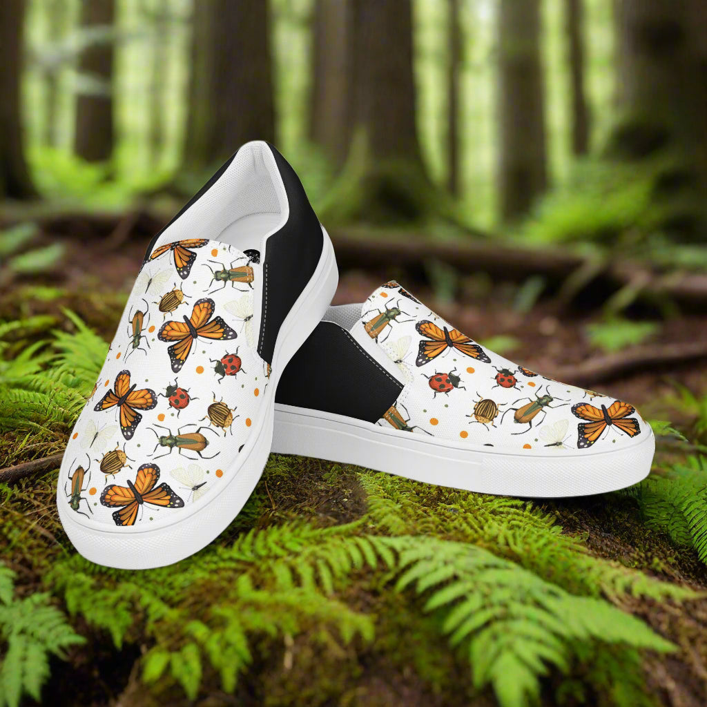 Women’s Custom Slip-on Canvas Shoes Monarch Butterfly Print Two-Tone
