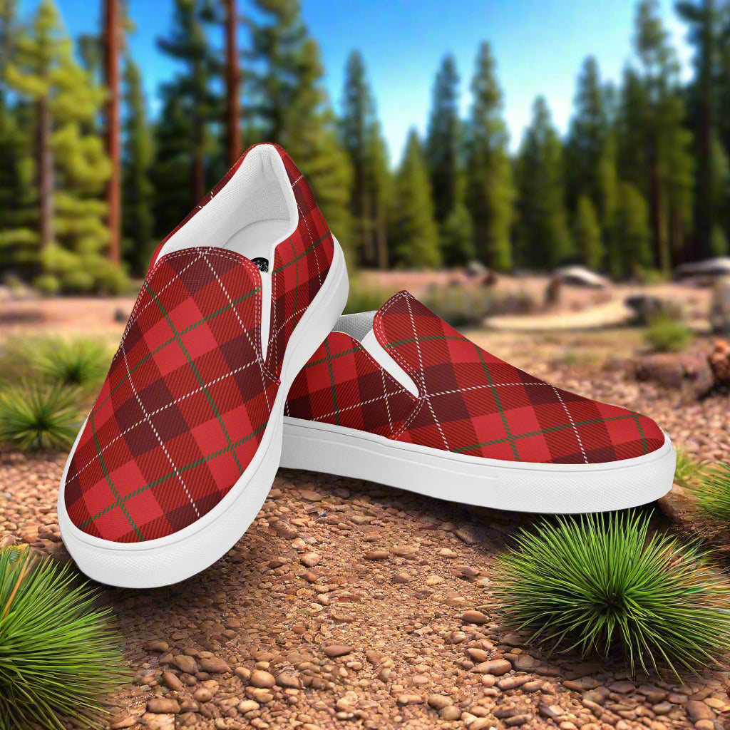 Red Plaid Women’s Slip-On Canvas Sneakers