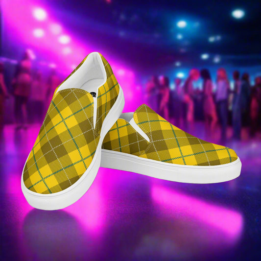 Women’s Slip-On Canvas Shoes Yellow Plaid