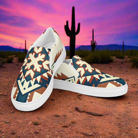 Southwest Pattern Women’s Custom Slip-on Sneakers Native American Geometric Design