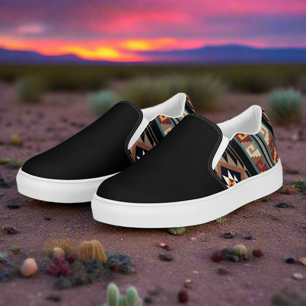 Southwest Print Women’s Custom Athletic Shoes Native American Geometric Pattern Two Tone