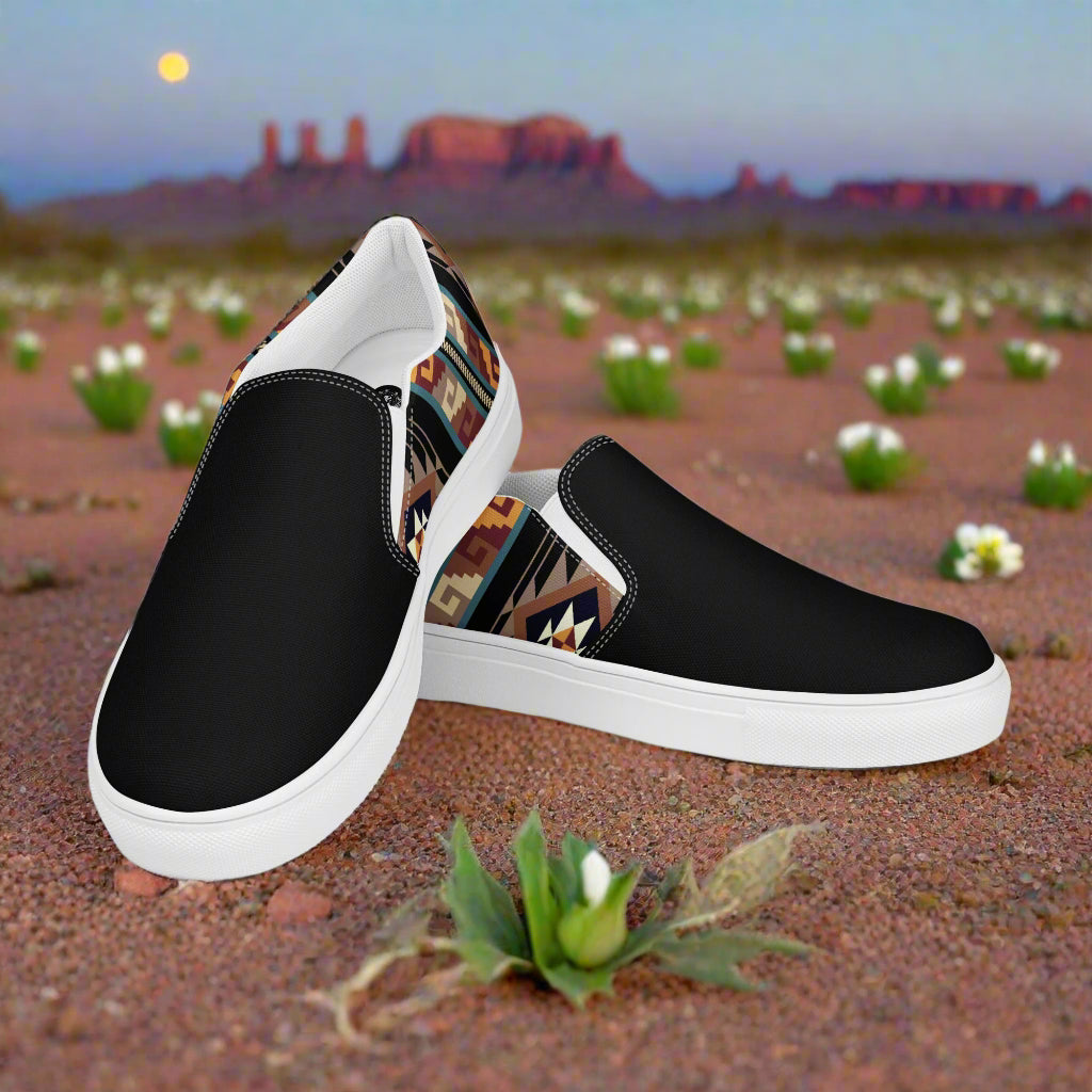 Southwest Print Women’s Custom Athletic Shoes Native American Geometric Pattern Two Tone