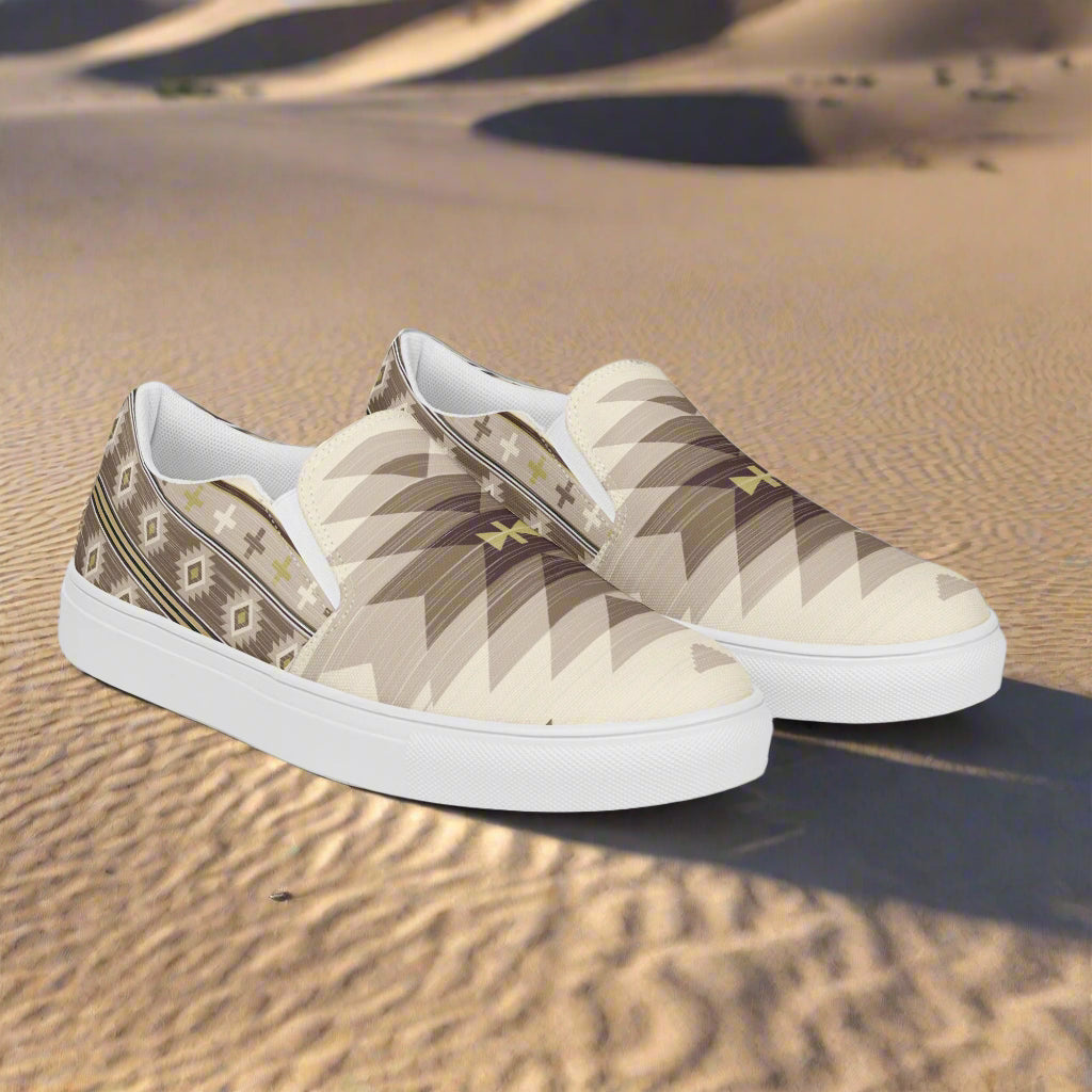 Women’s Southwest Print, Slip-on Canvas Shoes, Native American, Geometric Pattern, Kewa
