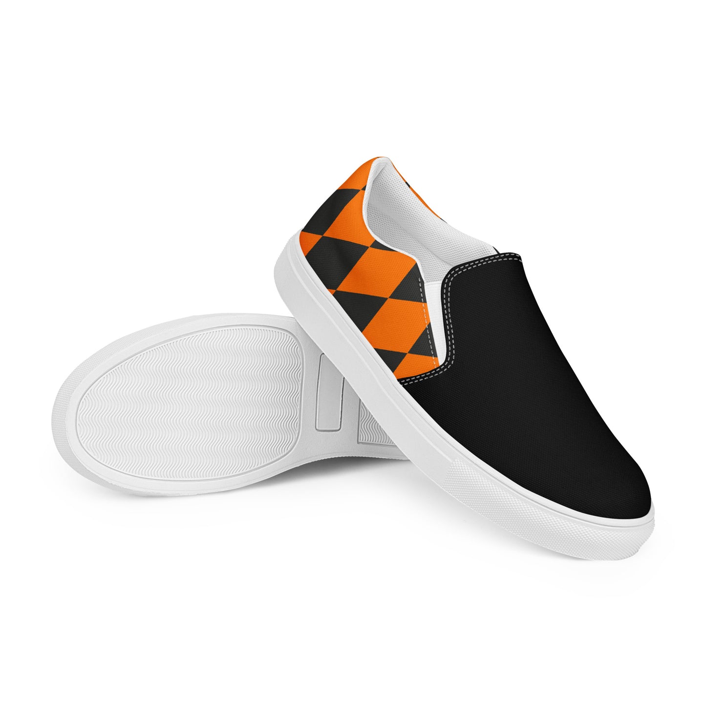 GeoMetro | Women’s Slip-On Canvas Shoes | Harlequin Orange 2Tone