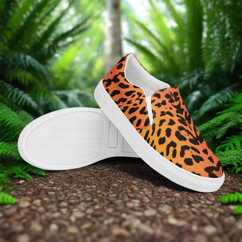 Women’s Custom Slip-on Canvas Shoes, Animal Print, Cheetah Skin Pattern