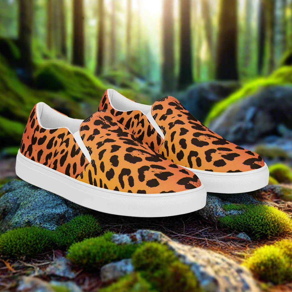 Women’s Custom Slip-on Canvas Shoes, Animal Print, Cheetah Skin Pattern