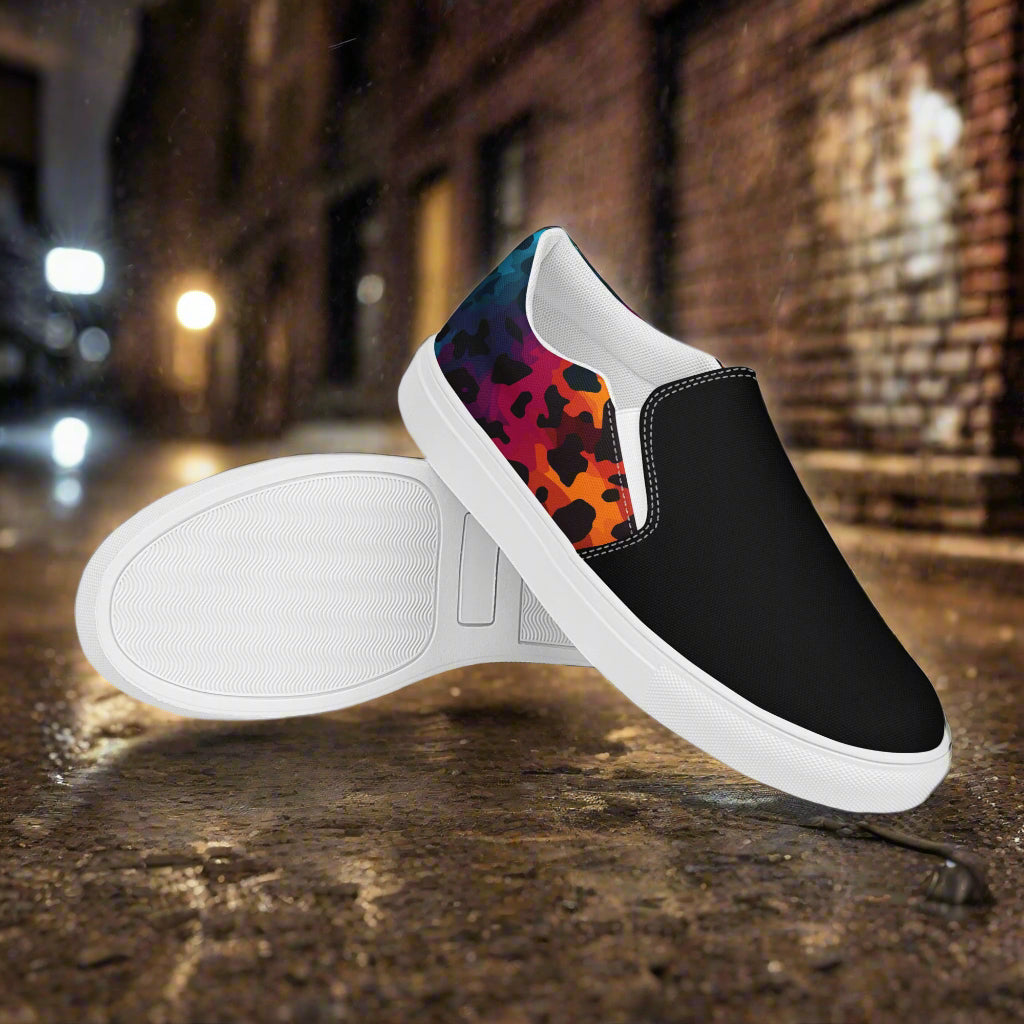 Women’s Custom Animal Print Slip-on Canvas Shoes - Cheetah Rave Two-Tone Print