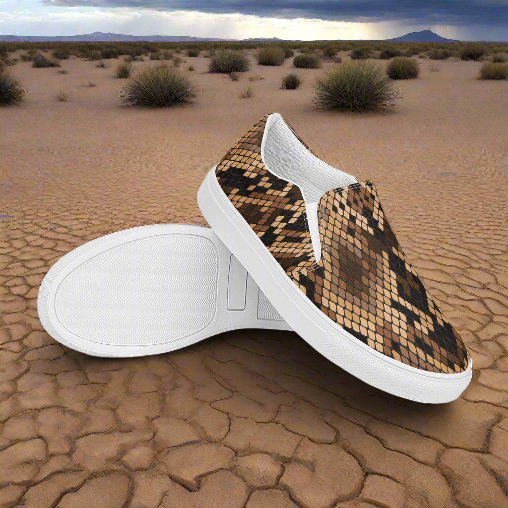 Women’s Custom Animal Print Slip-on Canvas Shoes Snakeskin Pattern