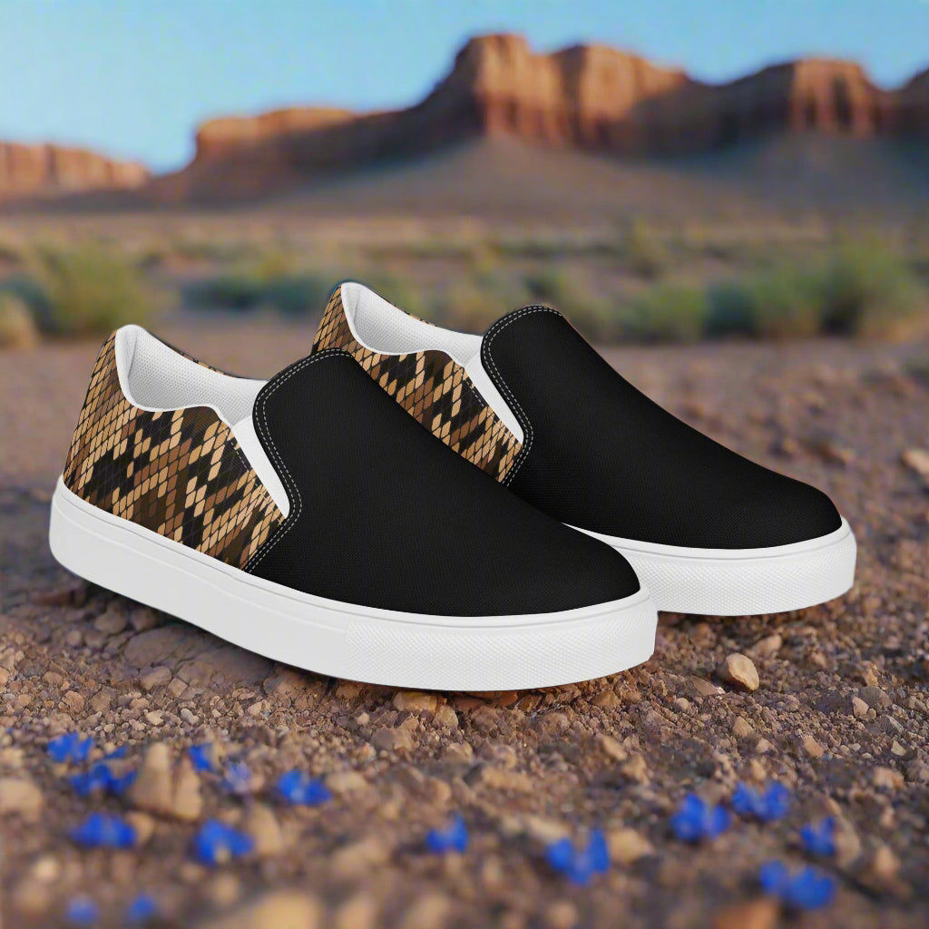 Women’s Custom Snakeskin Print Slip-on Canvas Shoes Two-Tone