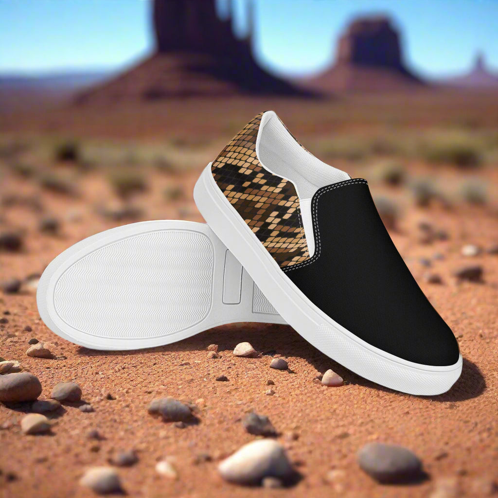 Women’s Custom Snakeskin Print Slip-on Canvas Shoes Two-Tone