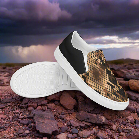 Women’s Slip-on Snakeskin Print Canvas Shoes Halftone