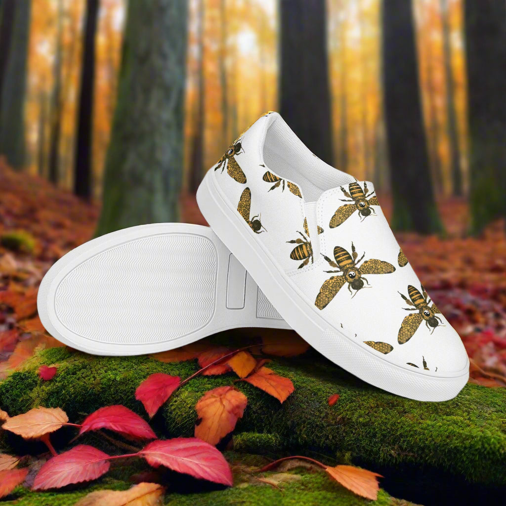 Women’s Custom Slip-on Canvas Shoes Bumblebee Print