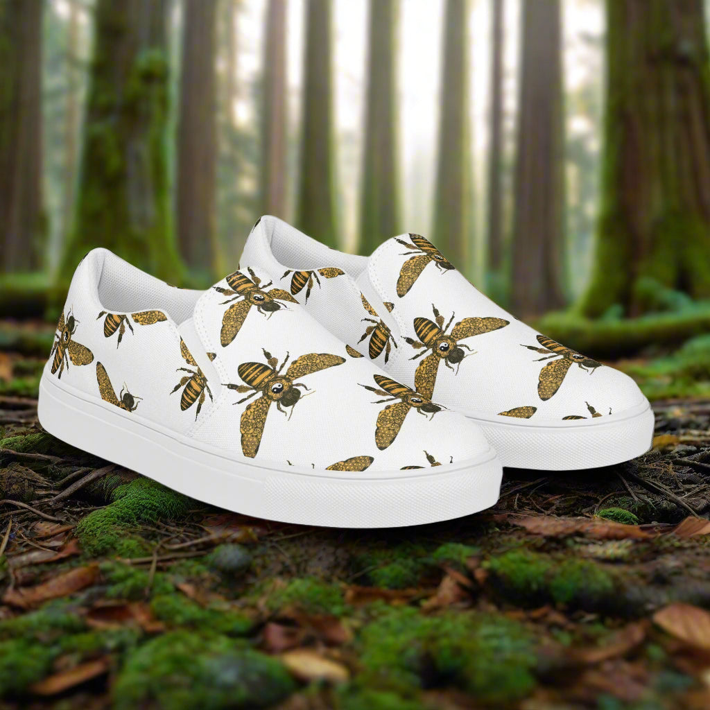 Women’s Custom Slip-on Canvas Shoes Bumblebee Print