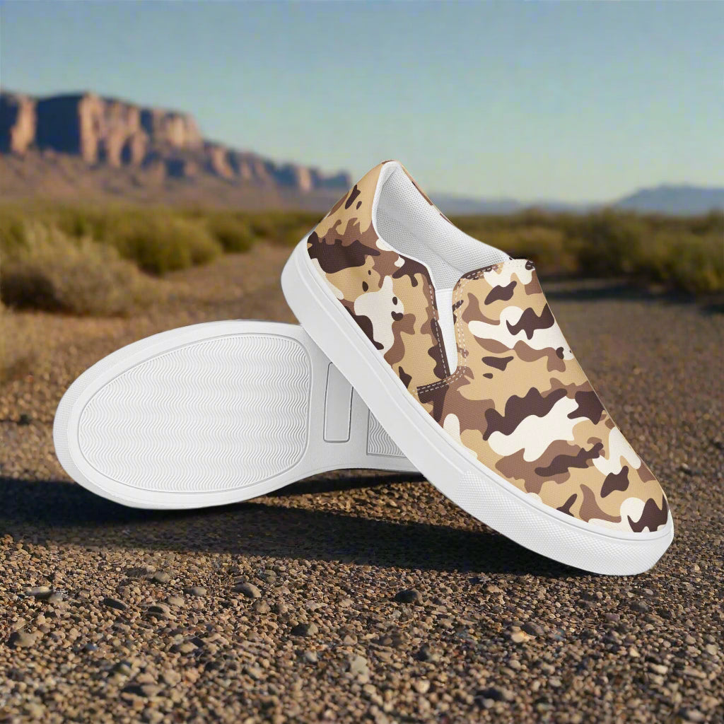 Women’s Slip-On Canvas Shoes Desert Camo Pattern