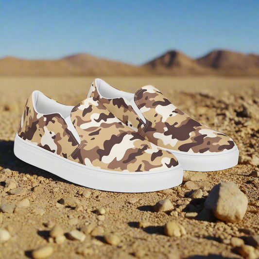 Women’s Slip-On Canvas Shoes Desert Camo Pattern