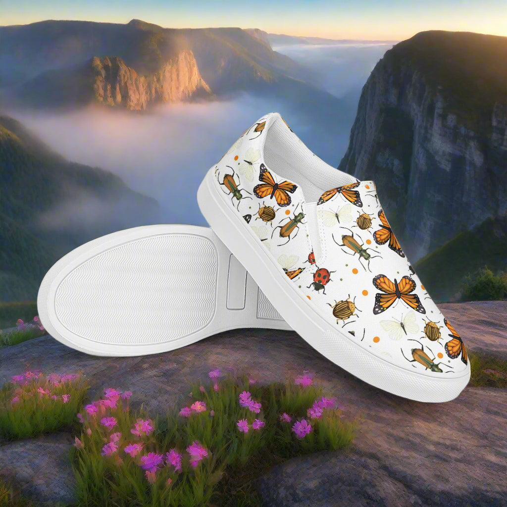 Women’s Custom Slip-on Canvas Shoes Monarch Butterflies Print