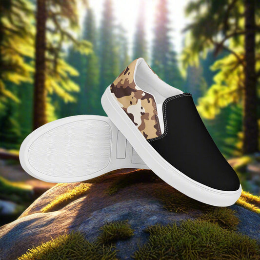 Women’s Custom Slip-On Canvas Shoes Desert Camo Two-Tone